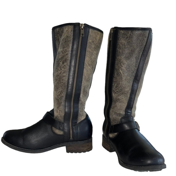 UGG Chancery Black Bomber Stout Biker Boots. Size 8.5 GUC - Picture 2 of 14